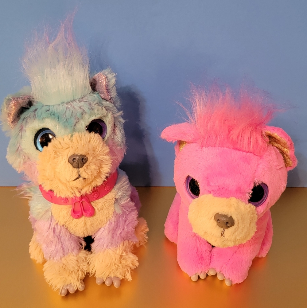 2 Little Live Pets Scruff A Luvs Blue Purple Pink Puppy Dog Plush Moose Toys